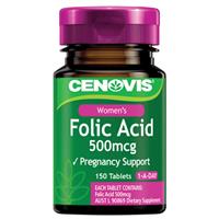 CENOVIS Folic Acid Фолиевая к-та (витамин B9)для беременных 500mcg x150 табл., Австралия